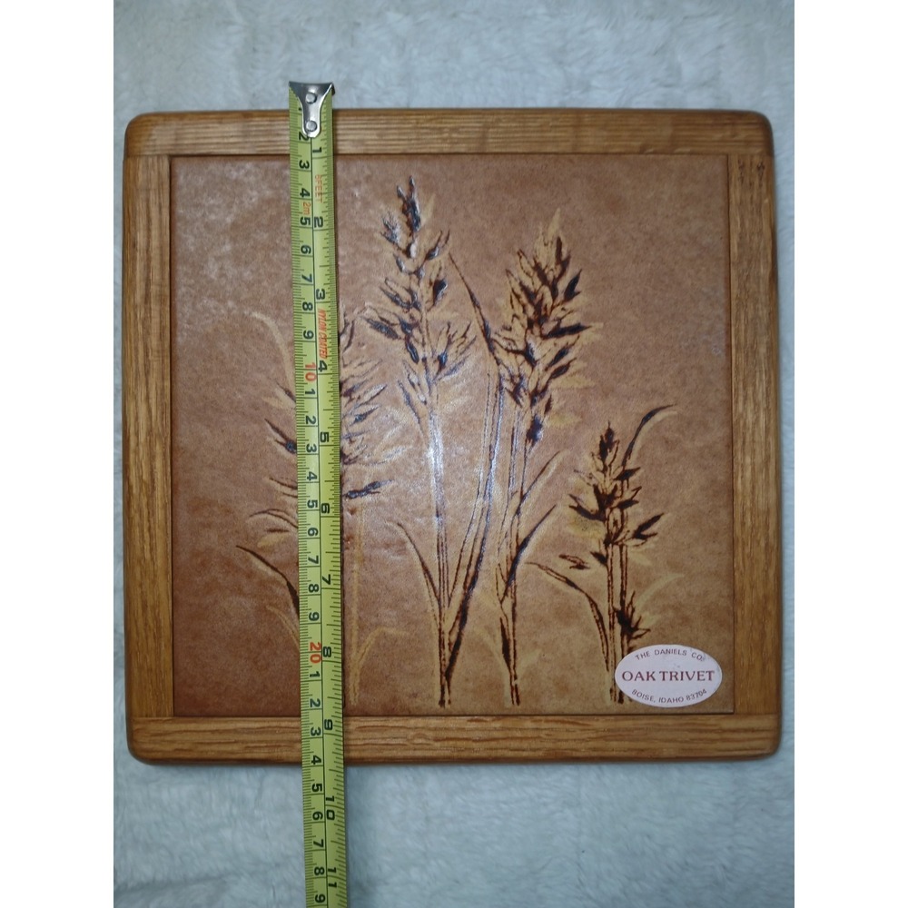 Ceramic Oak Trim The Daniel's Co.  Trivet Earth Color Wheat Hot Plate/ Decor MCM - Picture 2 of 11